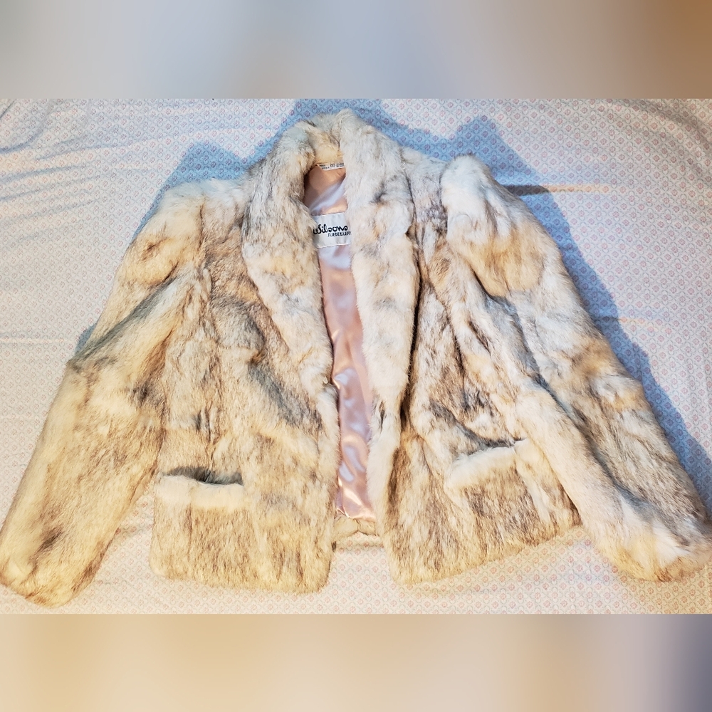 White Fur Coat Rabbit Fur Cream Color Size Large Vintage Wilson